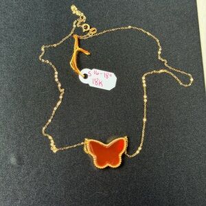 18k Gold Butterfly Pendant + Necklace
